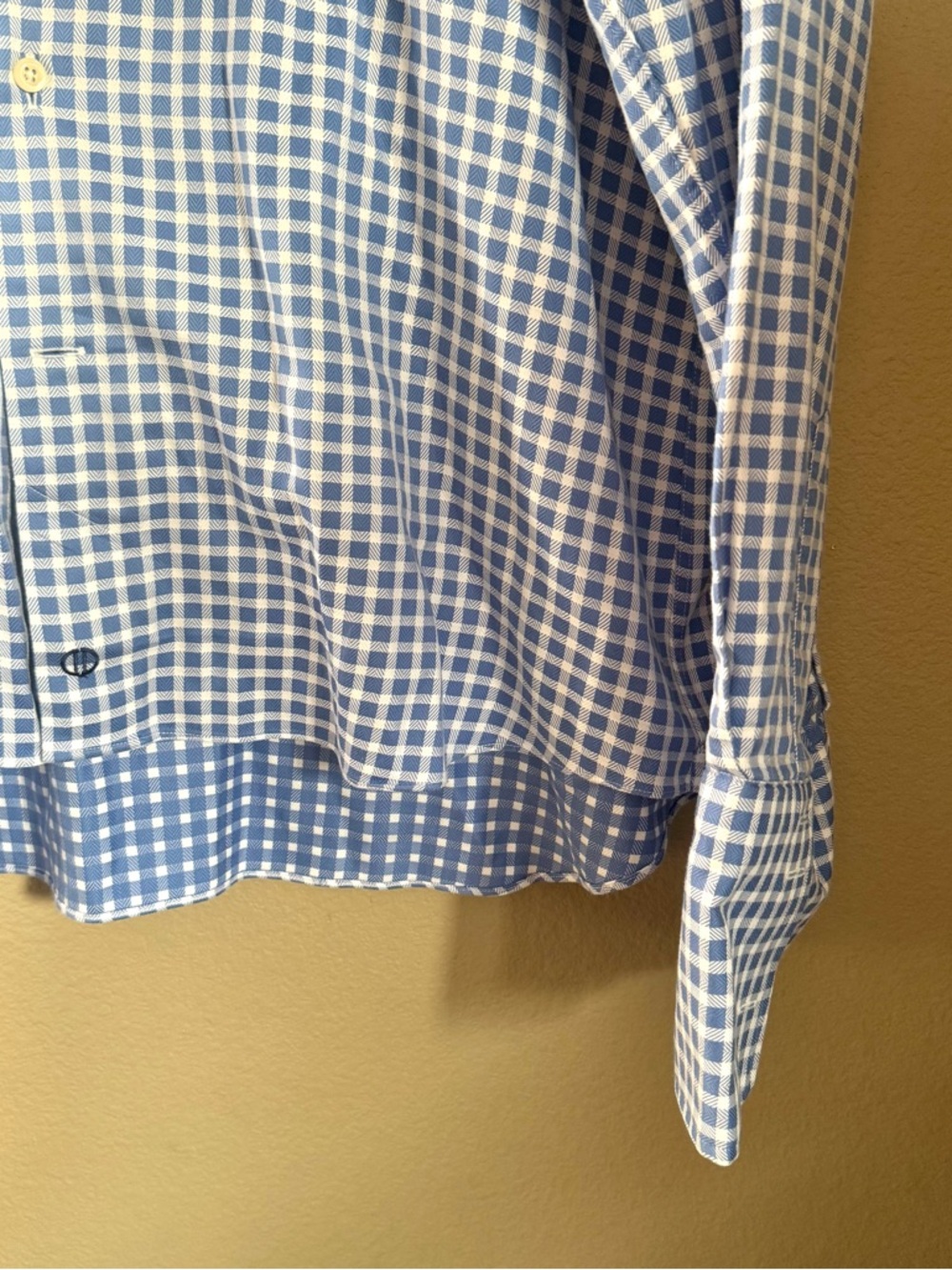 David Donahue MENS Checkered Button Front Long Sleeve Shirt Blue Size 17 | 36/37 - Picture 5 of 8